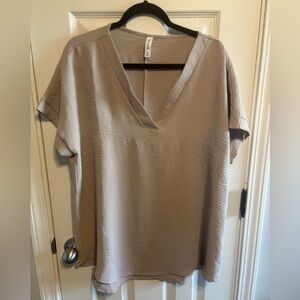 Women's V-Neck Tan Top